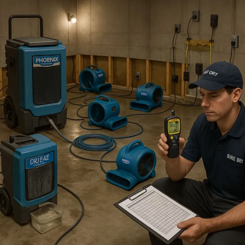 Structural Drying and Dehumidification process in Edgewood, FL